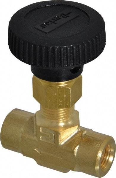 Parker - 3,000 Max psi, 1/8" Pipe, Brass, Inline Instrumentation Needle Valve - FNPT x FNPT End Connections - USA Tool & Supply