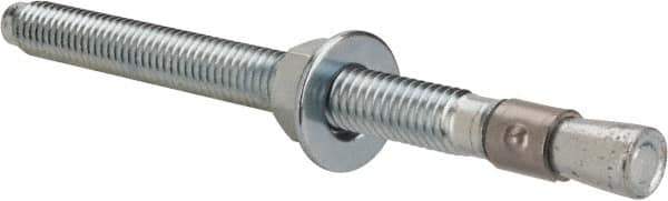 Red Head - 3/8 Inch Diameter, 3/8-16 Inch Thread, 5 Inch Overall Length, Grade 3, Wedge Expansion Concrete Anchor - Steel, Zinc Plated, 3-3/4 Inch Thread Length, Tie Wire Head, 3/8 Inch Drill - USA Tool & Supply