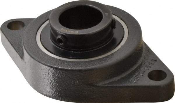 Browning - 1-1/4" ID, 6-1/8" OAL x 3-5/8" OAH 2-Bolt Flange - 3,493 Lb Static Cap, 5,782 Lb Dyn Cap, 5-1/8" Btw Mnt Hole Ctrs, Cast Iron - USA Tool & Supply