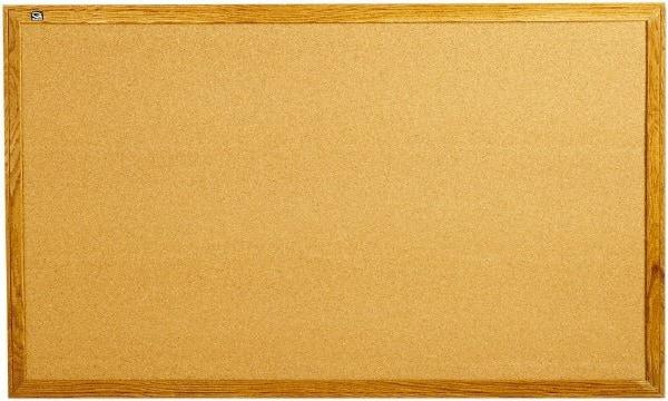 Quartet - 60" Wide x 36" High Open Cork Bulletin Board - Natural Cork over Fiberboard, Oak Frame - USA Tool & Supply