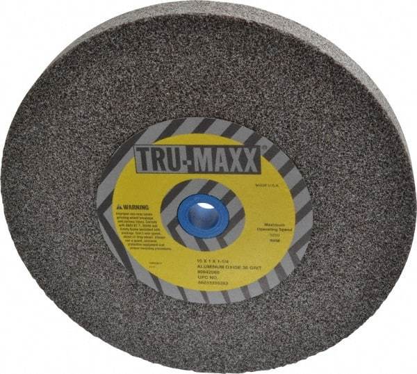 Tru-Maxx - 36 Grit Aluminum Oxide Bench & Pedestal Grinding Wheel - 10" Diam x 1-1/4" Hole x 1" Thick, 3250 Max RPM, P Hardness, Very Coarse Grade , Vitrified Bond - USA Tool & Supply
