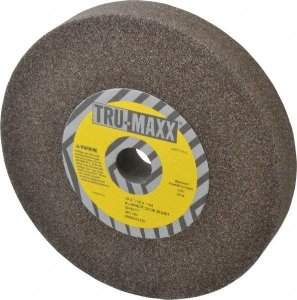 Tru-Maxx - 46 Grit Aluminum Oxide Bench & Pedestal Grinding Wheel - 10" Diam x 1-1/4" Hole x 1-1/2" Thick, 3250 Max RPM, P Hardness, Coarse Grade , Vitrified Bond - USA Tool & Supply