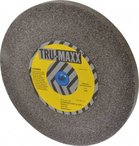 Tru-Maxx - 36 Grit Aluminum Oxide Bench & Pedestal Grinding Wheel - 12" Diam x 1-1/4" Hole x 1" Thick, 2705 Max RPM, P Hardness, Very Coarse Grade , Vitrified Bond - USA Tool & Supply