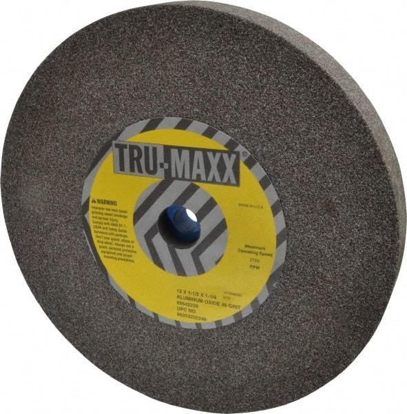 Tru-Maxx - 46 Grit Aluminum Oxide Bench & Pedestal Grinding Wheel - 12" Diam x 1-1/4" Hole x 1-1/2" Thick, 2705 Max RPM, P Hardness, Coarse Grade , Vitrified Bond - USA Tool & Supply
