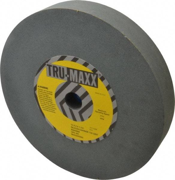 Tru-Maxx - 120 Grit Silicon Carbide Bench & Pedestal Grinding Wheel - 12" Diam x 1-1/4" Hole x 2" Thick, 2705 Max RPM, K Hardness, Fine Grade , Vitrified Bond - USA Tool & Supply