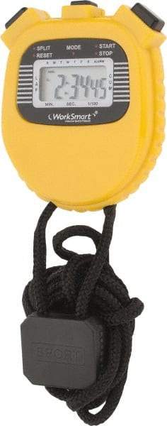Value Collection - LCD Digital Stopwatch - 3 Functions, 1/100 Sec Resolution, Yellow - USA Tool & Supply
