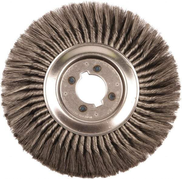 Weiler - 12" OD, 2" Arbor Hole, Knotted Steel Wheel Brush - 3/4" Face Width, 2-3/4" Trim Length, 0.014" Filament Diam, 3,600 RPM - USA Tool & Supply