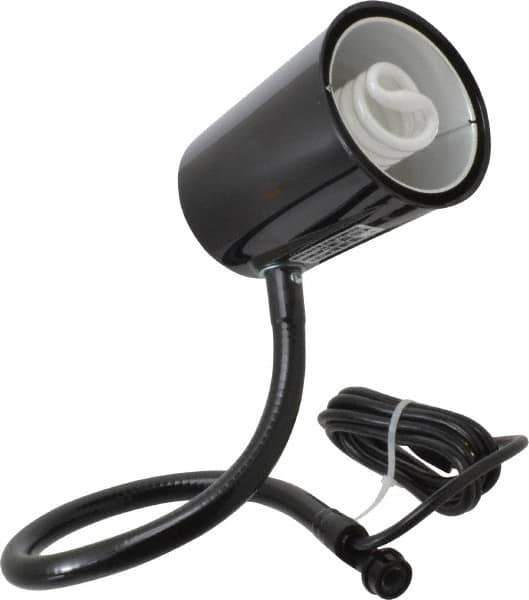 Made in USA - 24 Inch, Gooseneck, Coupler Mounted, Compact Fluorescent, Black, General Purpose Task Light - 23 Watt, 120 Volt, Nonmagnifying - USA Tool & Supply
