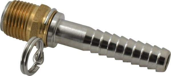 SuperKlean - 1/2 NPT x 1/2" Hose Barb, Swivel Hose Adapter - Brass & Stainless Steel - USA Tool & Supply