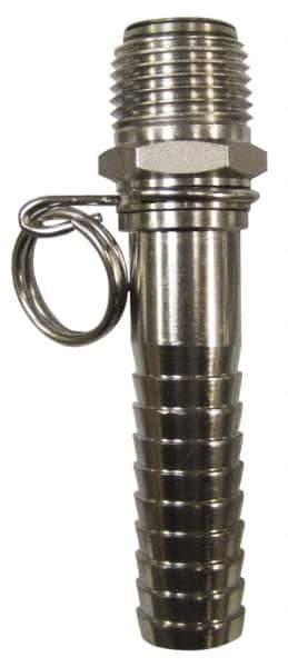 SuperKlean - NPT x 5/8" Hose Barb, Swivel Hose Adapter - Stainless Steel - USA Tool & Supply