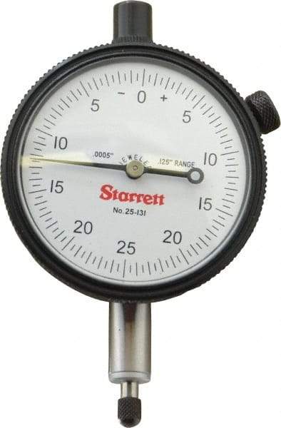 Starrett - 1/8" Range, 0-25-0 Dial Reading, 0.0005" Graduation Dial Drop Indicator - 2-1/4" Dial, 0.05" Range per Revolution, Revolution Counter - USA Tool & Supply