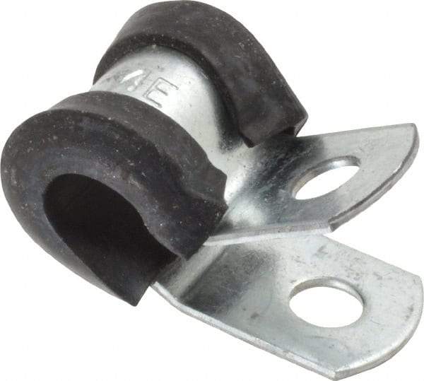 Made in USA - 1/4" Rod, Cushion Clamp - Gray & Black, Galvanized Steel & EPDM Cushion - USA Tool & Supply