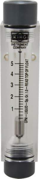 King - 1/2" FNPT Port Block Style, Inline Flowmeter - 100 Max psi, 5 GPM, Acrylic - USA Tool & Supply