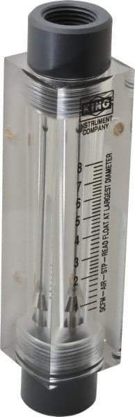 King - 1/2" FNPT Port Block Style, Inline Flowmeter - 125 Max psi, 8.2 SCFM, Acrylic - USA Tool & Supply