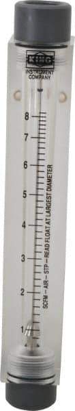 King - 1/2" FNPT Port Block Style, Inline Flowmeter - 125 Max psi, 8.2 SCFM, Acrylic - USA Tool & Supply