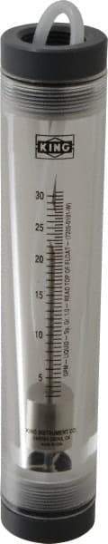 King - 1" FNPT Port Tube Flowmeter - 125 Max psi, 30.5 GPM, Acrylic - USA Tool & Supply