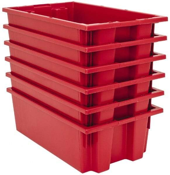 Quantum Storage - 75 Lb Load Capacity Red Polyethylene Tote Container - Stacking, Nesting, 18" Long x 11" Wide x 6" High - USA Tool & Supply