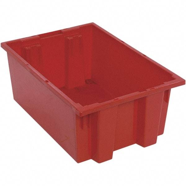 Quantum Storage - 75 Lb Load Capacity Red Polyethylene Tote Container - Stacking, Nesting, 19-1/2" Long x 13-1/2" Wide x 8" High - USA Tool & Supply