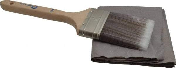 Premier Paint Roller - 3" Flat Synthetic Sash Brush - 3-1/4" Bristle Length, 9" Wood Handle - USA Tool & Supply