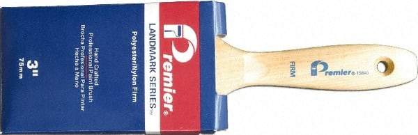 Premier Paint Roller - 3" Flat Synthetic Varnish Brush - 3-1/4" Bristle Length, 7-1/2" Wood Handle - USA Tool & Supply