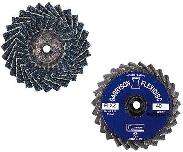 Garryson - 80 Grit, 3" Disc Diam, Type 27 Aluminum Oxide Flap Disc - 20,000 Max RPM, Nylon Backing, Quick Change Type S Attaching System, Coated - USA Tool & Supply