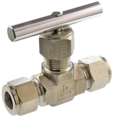 Parker - 5,000 Max psi, 1/2" Pipe, 316 Grade Stainless Steel, Inline Instrumentation Needle Valve - USA Tool & Supply