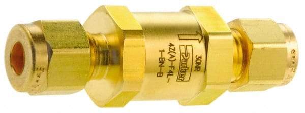 Parker - 3,000 Max psi, 1/8" Pipe, Brass Instrumentation Filter - Micro Rating 1, Viton Seal - USA Tool & Supply