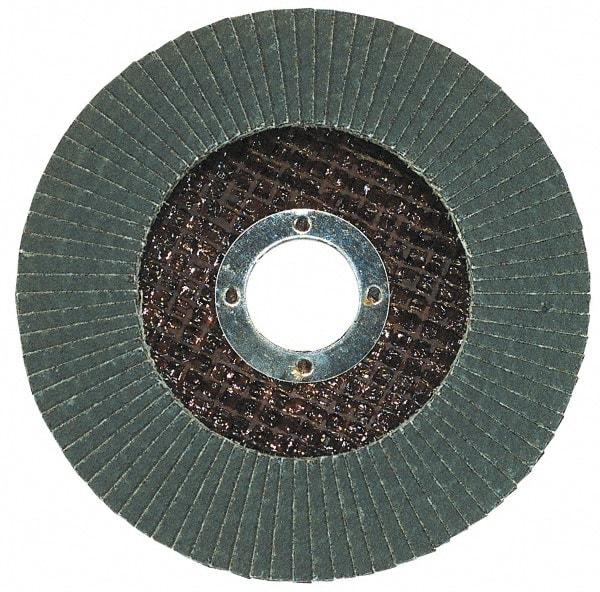 Garryson - 40 Grit, 5" Disc Diam, 7/8" Center Hole, Type 29 Zirconia Alumina Flap Disc - 12,000 Max RPM, Fiberglass Backing, Arbor Attaching System, Coated - USA Tool & Supply