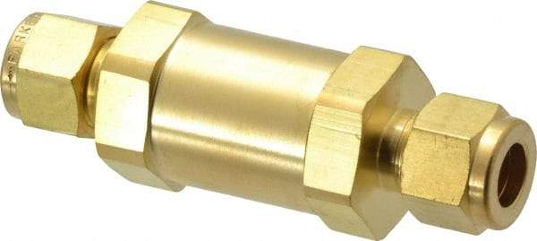 Parker - 3/8" Brass Check Valve - Inline, Comp x Comp, 3,000 WOG - USA Tool & Supply