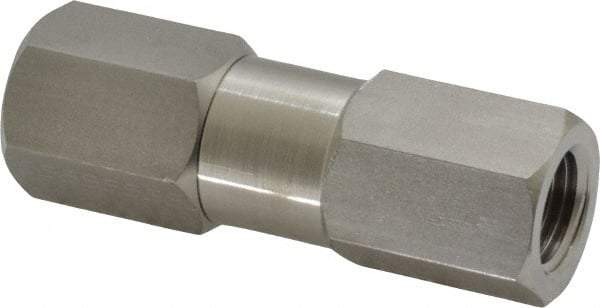 Parker - 1/4" Stainless Steel Check Valve - Inline, FNPT x FNPT, 6,000 WOG - USA Tool & Supply