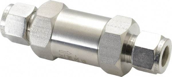 Parker - 1/2" Stainless Steel Check Valve - Inline, Comp x Comp, 6,000 WOG - USA Tool & Supply