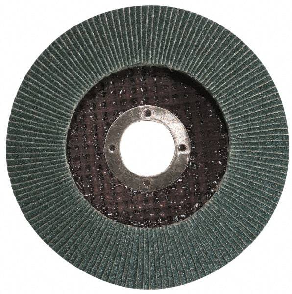Garryson - 60 Grit, 4-1/2" Disc Diam, 7/8" Center Hole, Type 29 Zirconia Alumina Flap Disc - 13,300 Max RPM, Fiberglass Backing, Arbor Attaching System, Coated - USA Tool & Supply