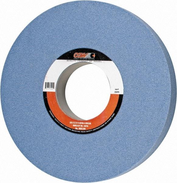 Camel Grinding Wheels - 16" Diam x 5" Hole x 2" Thick, I Hardness, 46 Grit Surface Grinding Wheel - Aluminum Oxide, Type 1, Coarse Grade, 1,671 Max RPM, Vitrified Bond, No Recess - USA Tool & Supply