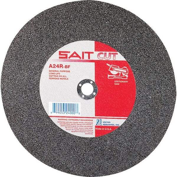 Sait - 16" 24 Grit Aluminum Oxide Cutoff Wheel - 5/32" Thick, 1" Arbor, 3,800 Max RPM, Use with Stationary Tools - USA Tool & Supply