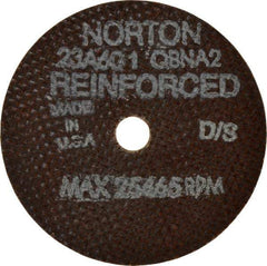 Norton - 3" 60 Grit Aluminum Oxide Cutoff Wheel - 0.035" Thick, 3/8" Arbor, 25,465 Max RPM, Use with Die Grinders - USA Tool & Supply