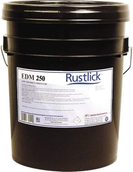 Rustlick - Rustlick EDM-250, 5 Gal Pail EDM/Dielectric Fluid - Straight Oil, For Electric Discharge Machining - USA Tool & Supply