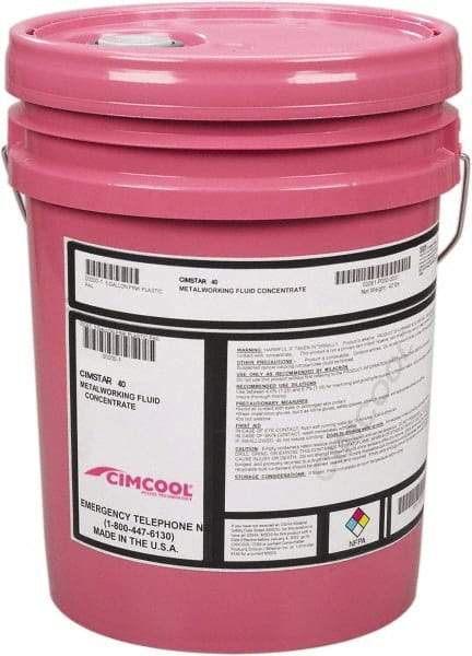 Cimcool - Cimstar 40, 5 Gal Pail Cutting & Grinding Fluid - Semisynthetic, For Drilling, Grinding, Milling, Turning - USA Tool & Supply