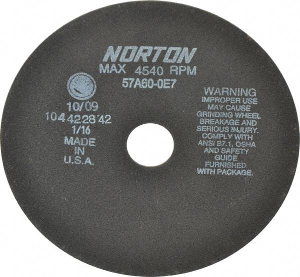 Norton - 8" 60 Grit Aluminum Oxide Cutoff Wheel - 1/16" Thick, 1-1/4" Arbor, 4,540 Max RPM, Use with Stationary Grinders - USA Tool & Supply