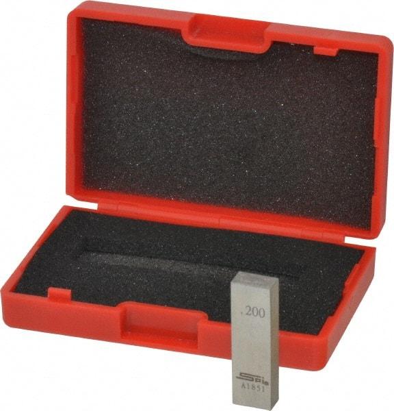 SPI - 0.2" Rectangular Steel Gage Block - Accuracy Grade AS-1, Includes NIST Traceability Certification - USA Tool & Supply