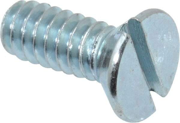 Value Collection - #10-24 UNC, 1/2" OAL Slotted Drive Machine Screw - Flat Head, Grade 2 Steel, Zinc-Plated Finish, Without Washer - USA Tool & Supply
