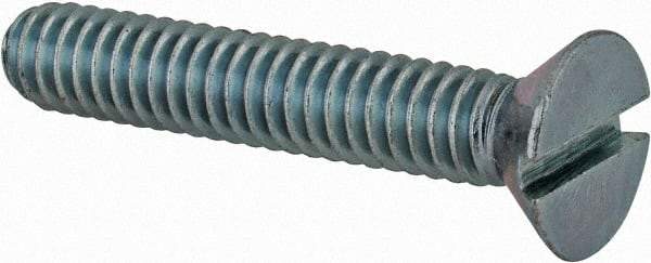 Value Collection - 1/4-20 UNC, 1-1/2" OAL Slotted Drive Machine Screw - Flat Head, Grade 2 Steel, Zinc-Plated Finish, Without Washer - USA Tool & Supply