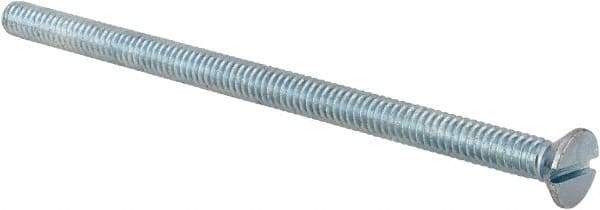 Value Collection - 1/4-20 UNC, 4-1/2" OAL Slotted Drive Machine Screw - Flat Head, Grade 2 Steel, Zinc-Plated Finish, Without Washer - USA Tool & Supply