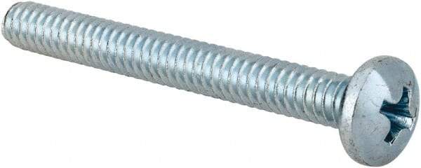 Value Collection - #10-24 UNC, 1-3/4" Length Under Head Phillips Drive Machine Screw - Pan Head, Grade 2 Steel, Zinc-Plated Finish, Without Washer - USA Tool & Supply