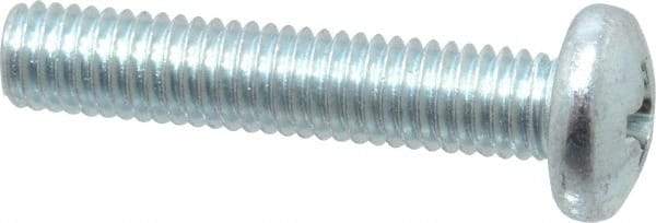Value Collection - #10-32 UNF, 1" Length Under Head Phillips Drive Machine Screw - Pan Head, Grade 2 Steel, Zinc-Plated Finish, Without Washer - USA Tool & Supply