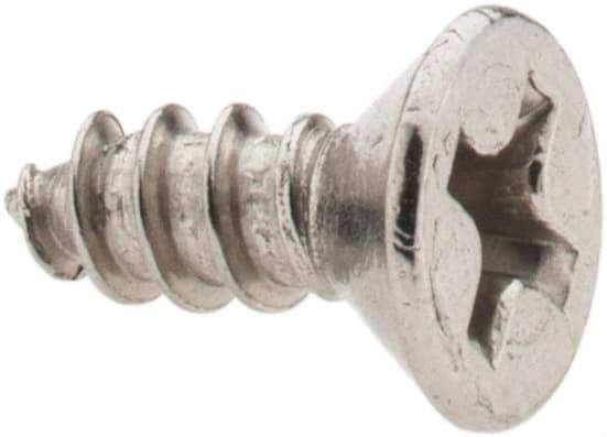 Value Collection - #6 Flat Head Phillips Sheet Metal Screw - Stainless Steel, 3/8" OAL, Grade 18-8 - USA Tool & Supply