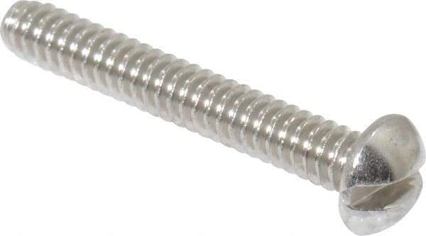 Value Collection - #4-40 UNC, 3/4" Length Under Head Slotted Drive Machine Screw - Round Head, Grade 18-8 Stainless Steel, Uncoated, Without Washer - USA Tool & Supply