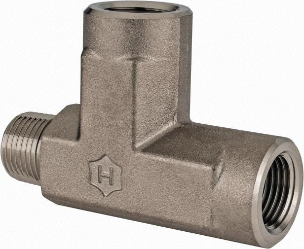Ham-Let - 3/8" Grade 316 Stainless Steel Pipe Street Tee - MNPT x FNPT x FNPT End Connections, 5,000 psi - USA Tool & Supply