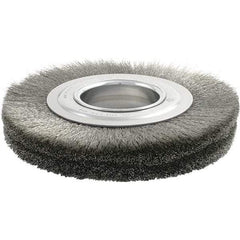 Brush Research Mfg. - 8" OD, 2" Arbor Hole, Crimped Carbon Wheel Brush - 7/8" Face Width, 1-1/2" Trim Length, 4,500 RPM - USA Tool & Supply
