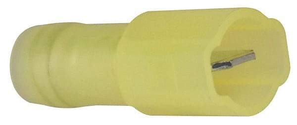 3M - 12 to 10 AWG, Nylon, Fully Insulated, Male Wire Disconnect - 1/4 Inch Wide Tab, Yellow, RoHS 2011/65/EU Compliant - USA Tool & Supply