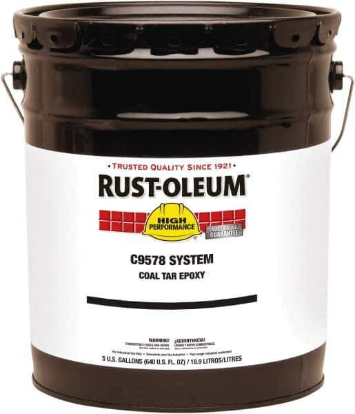 Rust-Oleum - 5 Gal Can Gloss Black Epoxy - 100 to 130 Sq Ft/Gal Coverage, 294 g/L VOC Content - USA Tool & Supply